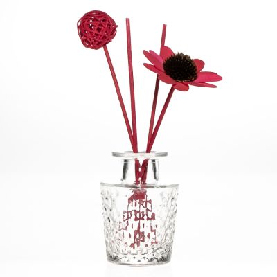 100ml Colorful Embossed Crystal Clear Glass Vase Decorate Diffuser Bottle with Cork Stopper