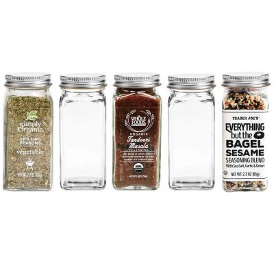 4oz Glass Square Spice Jar Set with Shaker Lid 