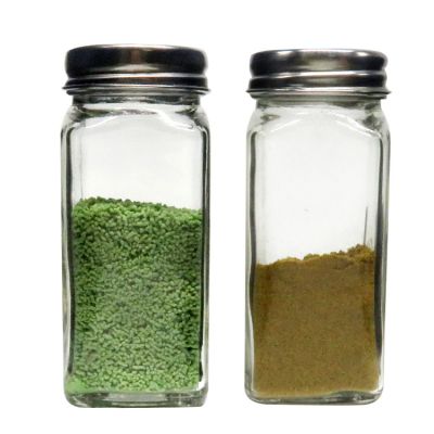 Custom Empty Square 60ml 120ml 250ml Glass Spice Jars with Shaker Metal Lids 