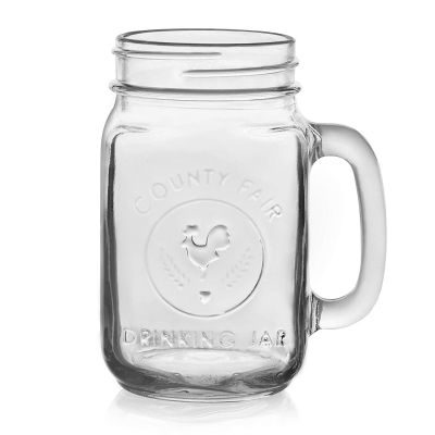 16oz 480ml Glass Mason Jar Drinking Mugs with Handle 