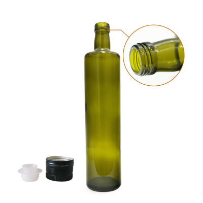 Luxury 750ml antique green/dark green dorica olive oil glass bottle 