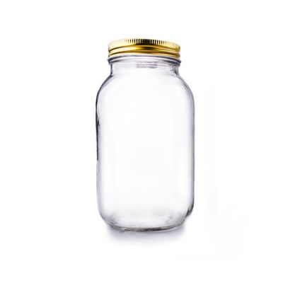 Glass Mason Jars 32 Ounce (1 Quart) 6 Pack Regular Mouth with Air Tight Lid