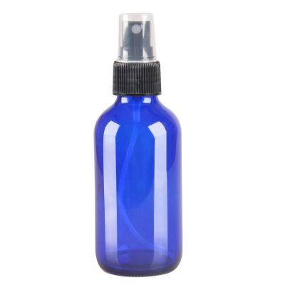 Empty Refillable 4oz 120ml Blue Glass Bottle with Black Fine Mist Sprayer Pump