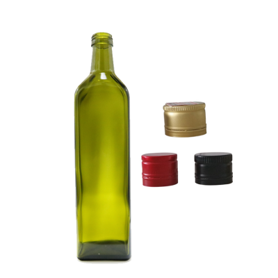 Green empty square shape glass olive oil bottle of 1000ml 