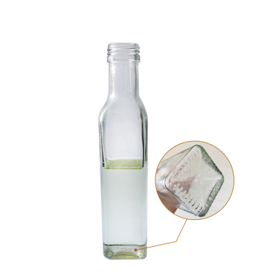 Cheap price 250 ml empty square marasca olive oil glass bottle with cap 