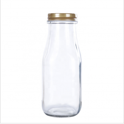 Custom Eco Friendly Empty Clear Round Bouteille En Verre Fresh Fruit Juice Milk Water Bottle Glass 