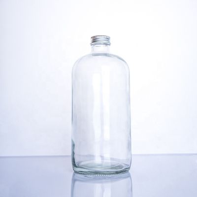 16oz Clear Frosted Botellas De Vidrio De Jugo Bubble Tea Juice Drink Bottle Glass Bottle Manufacturers 