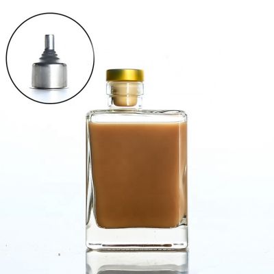 250ml Instagram Likes Fashion Creative Empty Clear Square Glass Juice Bottle with Cork