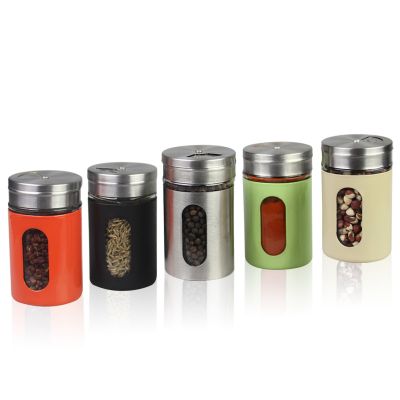Wholesale Seal Multi-Chamber Luxury Shaker Glass Spice Jar Set With Metal Lids 