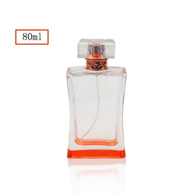 Empty 80ml Fancy Elegant Waist shaped Rectangular Glass Perfume Spray Bottle with Acrylic Cap 