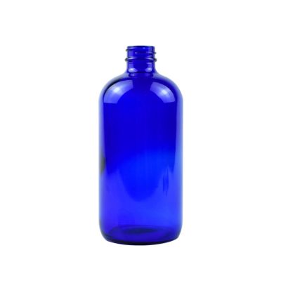 Manufacturer Wholesale 500 ml Pharmaceutical Packaging 16 oz Cobalt Blue Boston Round Glass Bottle 