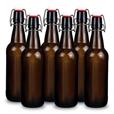 16 OZ 500 ml Home Brewing Glass Beer Bottle with Easy Wire Swing Cap Airtight Rubber Seal 