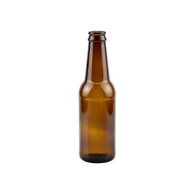High quality amber long neck 250ml glass beer bottle with pry crown cap 