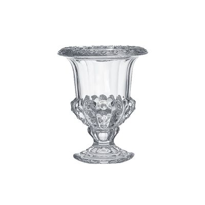 Home Decoration Luxury Clear Crystal Footed Romanian Glass Candy Vase 