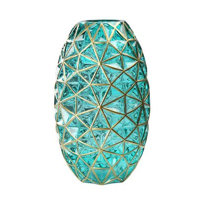 Wedding Home Decor Gold Diamond Glass Crystal Luxury Flower Vase 