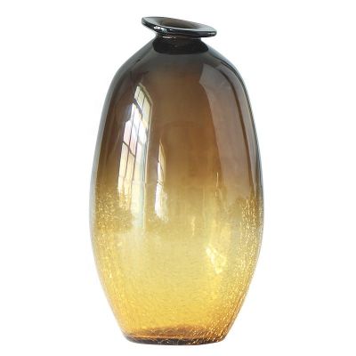 Best Selling Handmade crackle solid color geometric shape Flower Glass Vase for Home Decor and wedding 
