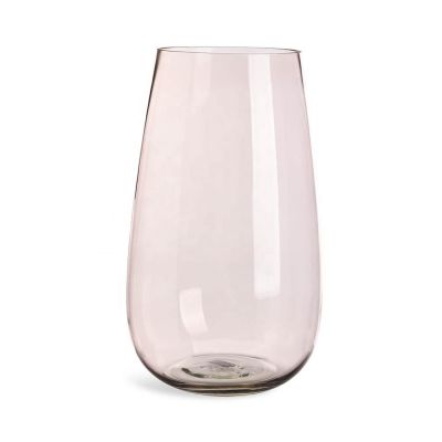 KERUI hand made high quality taper down transparent pink glass vase table top centerpiece 
