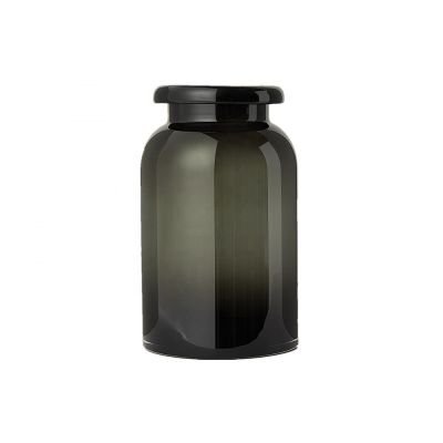 Wholesale Colored Dark Grey Glass Flower Vase 