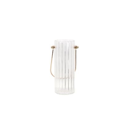 New Product New Nordic Simple Metallic Color Hand-painted Striped Transparent Glass Flower Vase Home Decoration