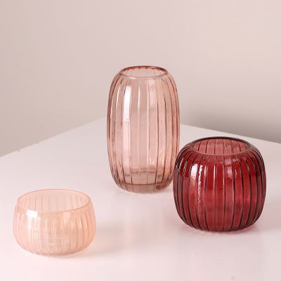 Wholesale Nordic Colored Glass Crafts Transparent Home Decoration Ceramic Vase Decorative Vases With Flowers Modern Home Decor 