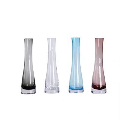Modern Colored Desktop Vase Tall Type Transparent Glass Vase 