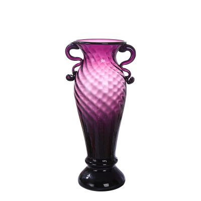 Custom Luxury Decorative Glass Flower Vase with Handles 