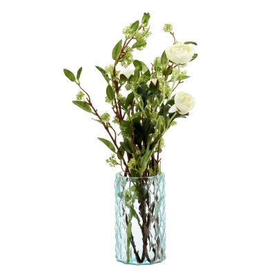 Wholesale Home Decoration Tall Cylinder Textured Glass Vase 