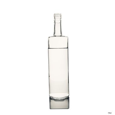 Cylinder Shape 750ml Clear Glass Vodka Liquor Bottle with Screw Cap