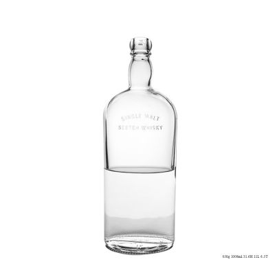 Cork Sealing Type Embossing Label 1 Liter Liquor Bottle For Whiskey Spirits