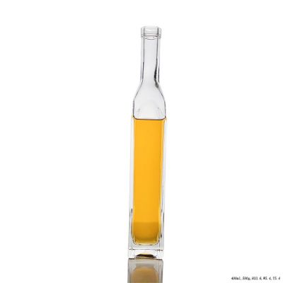 Factory Price 400ml Thin and Tall Vodka Glass Bottle with Cork 