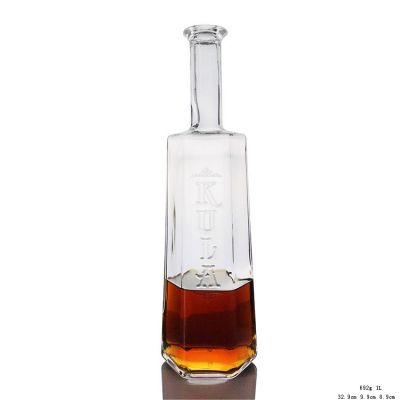 Unique Shape 1 Liter Glass Liquor Bottle for Sale 