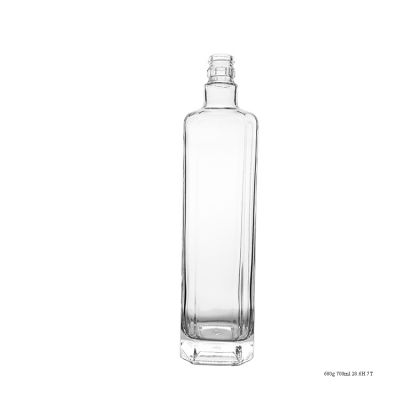 Transparent Elegant Super Flint Square 700 ml Glass Bottle 70cl Clear Liquor Bottles 