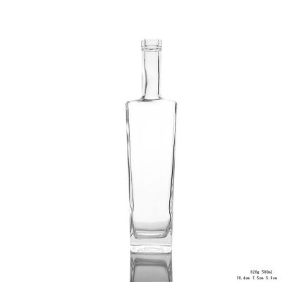 Cheap Price 500ml Super Flint Tall Thin Square Glass Vodka Bottle 