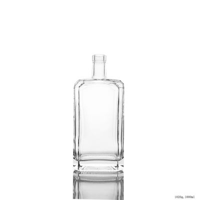 100cl Flat Square Shape Super Flint Glass Liquor Bottle for Vodka 