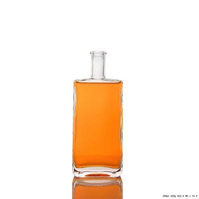China Manufacturer 500ml Glass Bottle weight Square Shape Glass Spirit Bottle 