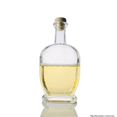 Super Flint 700ml Empty Flat Shape Clear Brandy Glass Bottle for Cognac Liquor 