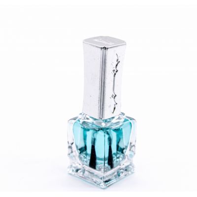10ml empty clear square shape nail polish bottle with brush 