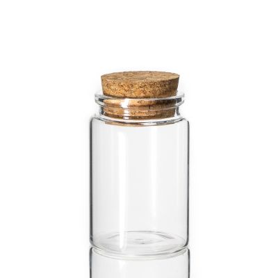 cosmetic packaging kitchen glass jars bottle 80ml medical Borosilicate glass vial with cork lids