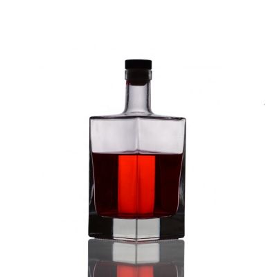 Custom luxury 375ml 500ml 750ml 1000ml square glass bottle for wine whisky vodka liquor 
