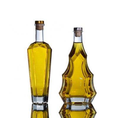 350 ml wholesale hexagon unique liquor spirits tequila gin clear glass bottles cork top 