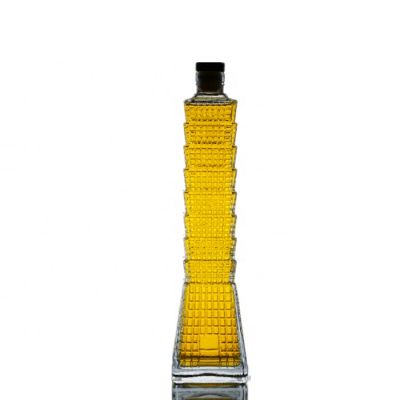 Manufacturer Tower Shape Vodka Wine Glass Bottle For Wooden Corks 