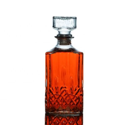 Hot sale 900ml tequila gin use clear glass square bottles 