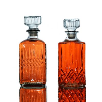 900ml Square Clear Tequila Glass Bottle 