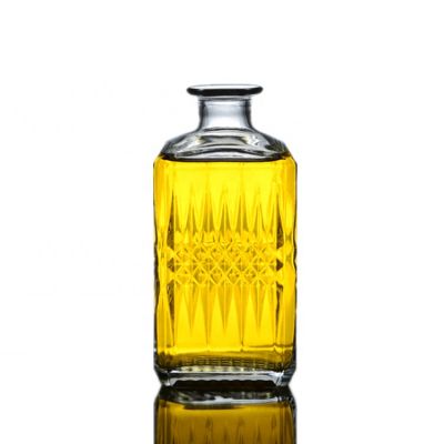 900ml square emboss bottle glass for tequila 