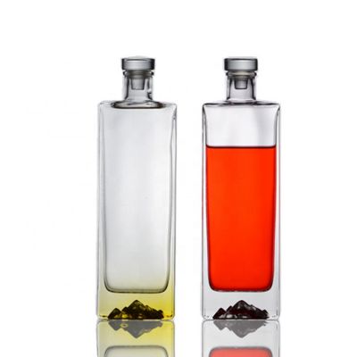 500ml new design flat square beverage glass bottle liquor bottle for vodka whisky gin 