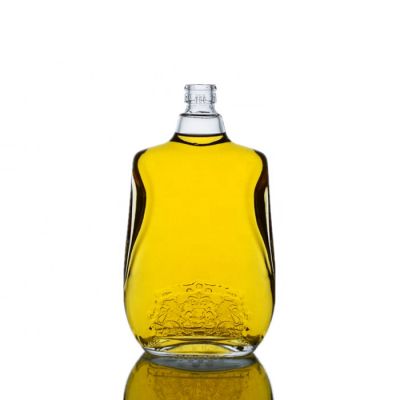manufacture 1 liter whiskey bottle 1000ml glass bottle for whisky with embossed logo 