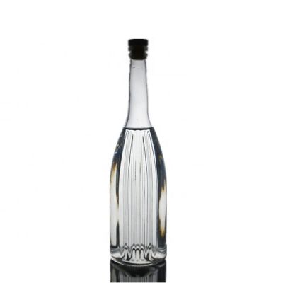 custom high quality embossed glass bottle for whiskey tequila 