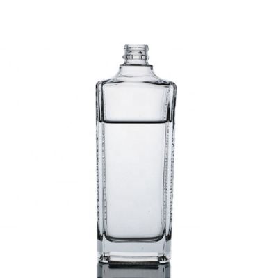 custom embossed square glass liquor bottle with logo for whiskey 500ml 