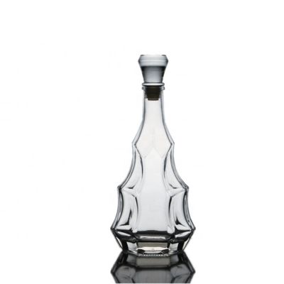 500ML Unique Shaped Clear Emboss Glass Bottle Whisky