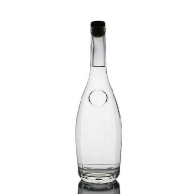 custom top quality 750ml round bottom ebossed glass bottle for whisky 